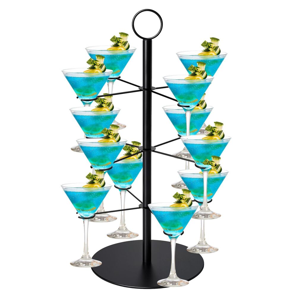 Cocktail Tree Stand for Drinks, Metal Drink Tower 3 Tiers 12 Holders